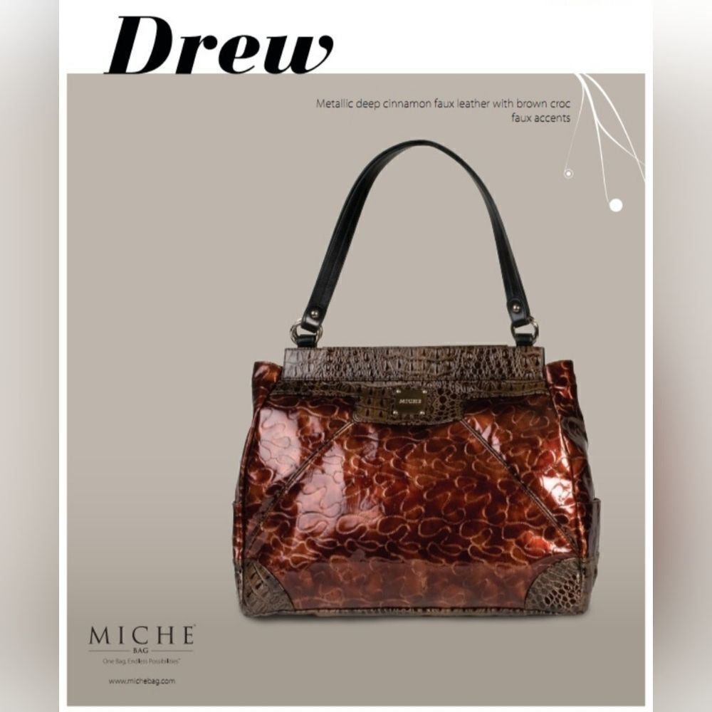 Miche Drew Prima Deep Cinnamon & Brown Faux Croc Accents Shell